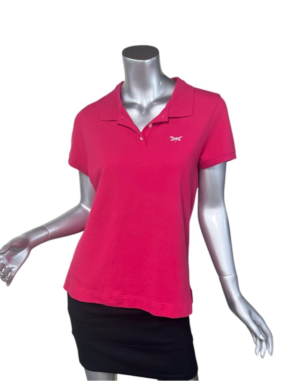 Talbots Women’s Petite Large Polo Shirt Short Sleeve Collared Stretch Pink Top